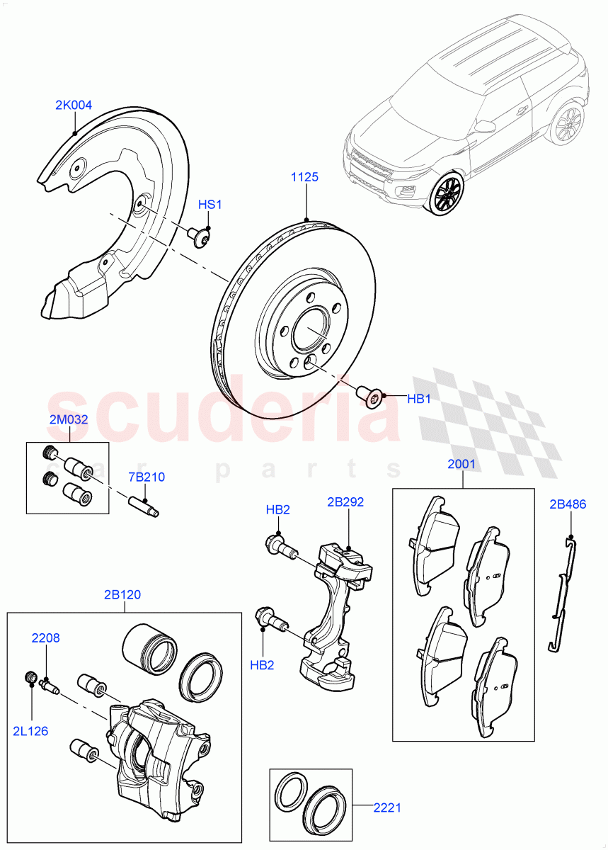 Front Brake Discs And Calipers(Changsu (China))((V)FROMEG000001,(V)TOGG134737) of Land Rover Land Rover Range Rover Evoque (2012-2018) [2.0 Turbo Petrol AJ200P]
