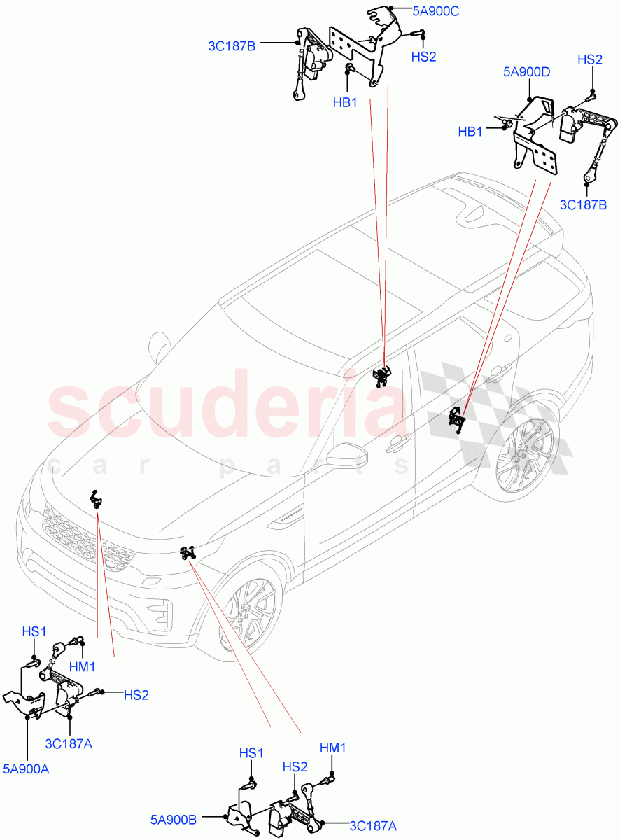 Air Suspension Controls/Electrics(Solihull Plant Build)((V)FROMHA000001) of Land Rover Land Rover Discovery 5 (2017+) [2.0 Turbo Diesel]