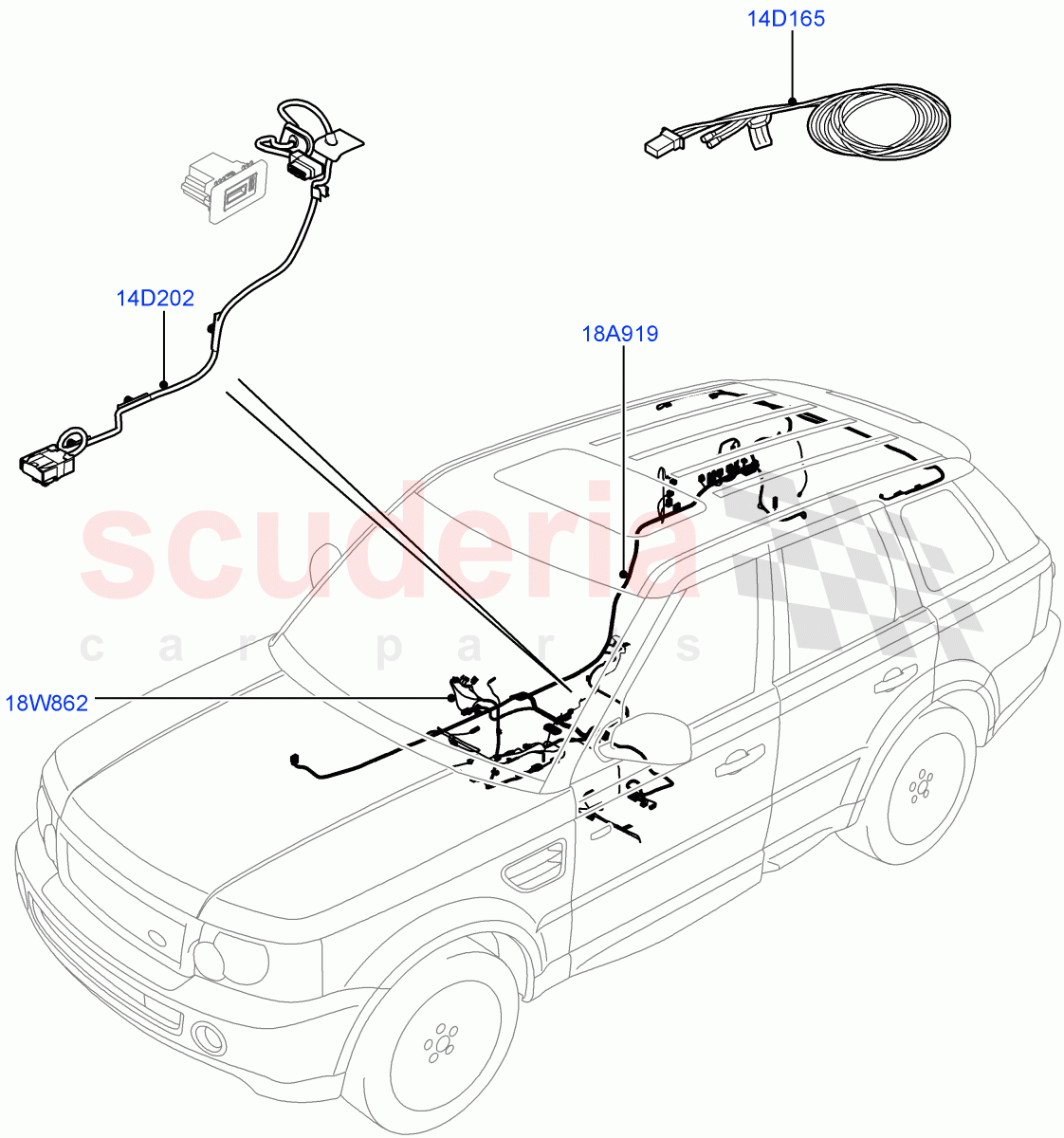 Electrical Wiring - Body And Rear(Audio/Navigation/Entertainment)((V)FROMBA000001,(V)TOBA999999) of Land Rover Land Rover Range Rover Sport (2010-2013) [5.0 OHC SGDI SC V8 Petrol]