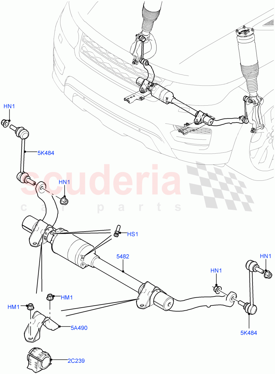Active Anti-Roll Bar System(Active Stabilizer Bar, Front)(With ACE Suspension)((V)TOJA999999) of Land Rover Land Rover Range Rover Sport (2014+) [3.0 I6 Turbo Petrol AJ20P6]