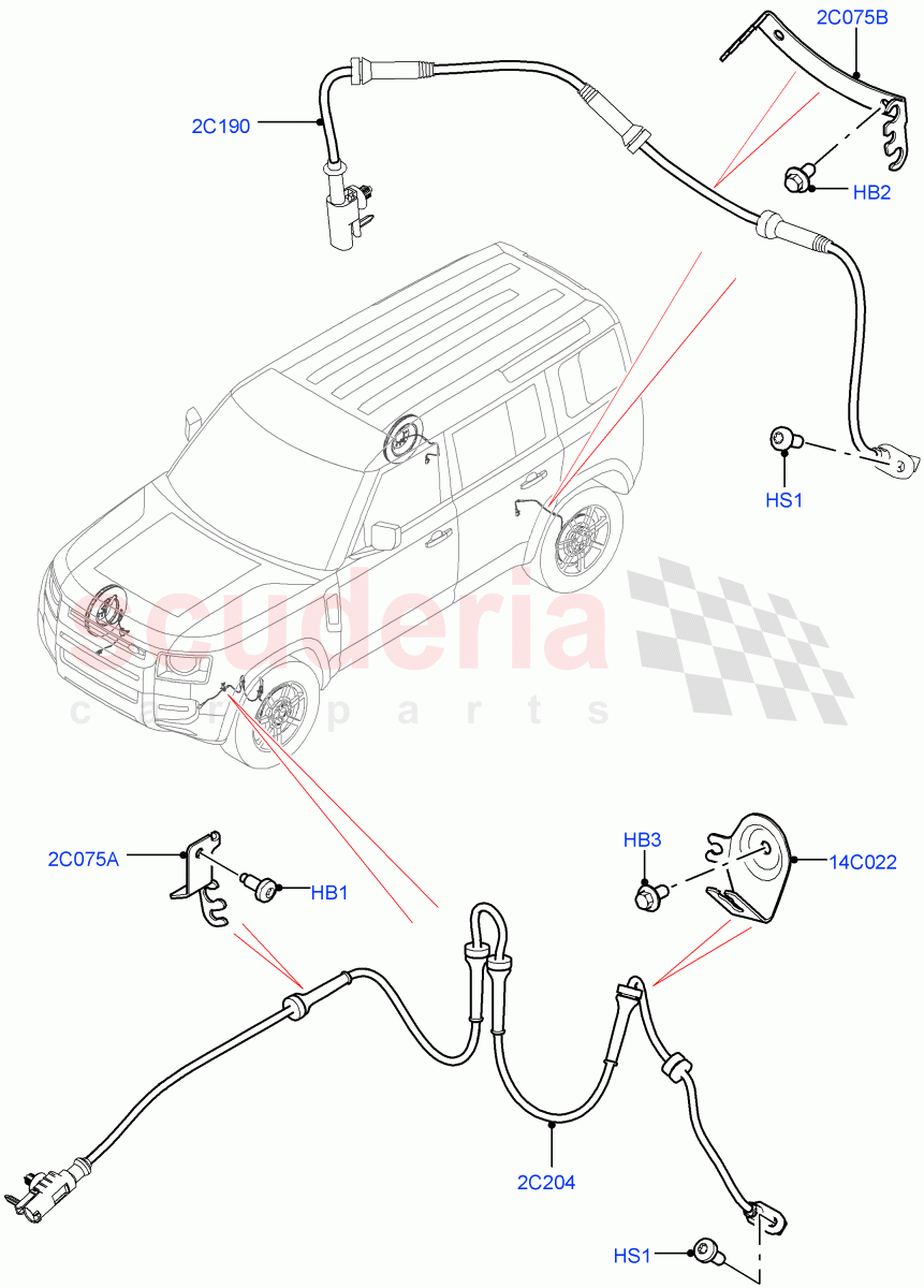 ABS Sensors(ABS/Speed Sensor) of Land Rover Land Rover Defender (2020+) [3.0 I6 Turbo Petrol AJ20P6]