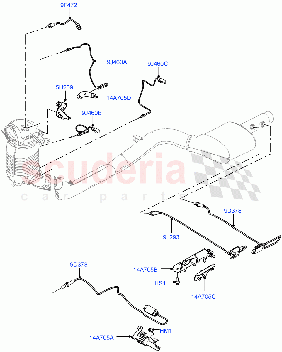 Exhaust Sensors And Modules(Solihull Plant Build)(2.0L I4 DSL HIGH DOHC AJ200,EU6D Diesel + DPF Emissions,2.0L I4 DSL MID DOHC AJ200)((V)FROMKA000001) of Land Rover Land Rover Discovery 5 (2017+) [2.0 Turbo Diesel]