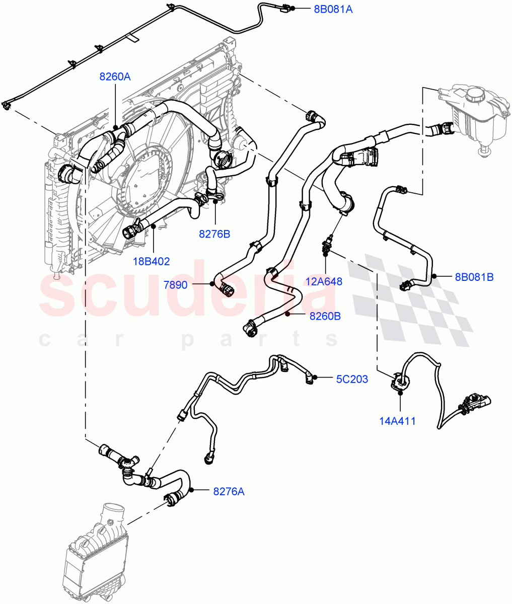 Cooling System Pipes And Hoses(2.0L AJ20D4 Diesel Mid PTA,Itatiaia (Brazil),Fuel Tank-Diesel With Filters)((V)FROMLT000001) of Land Rover Land Rover Discovery Sport (2015+) [2.0 Turbo Diesel]