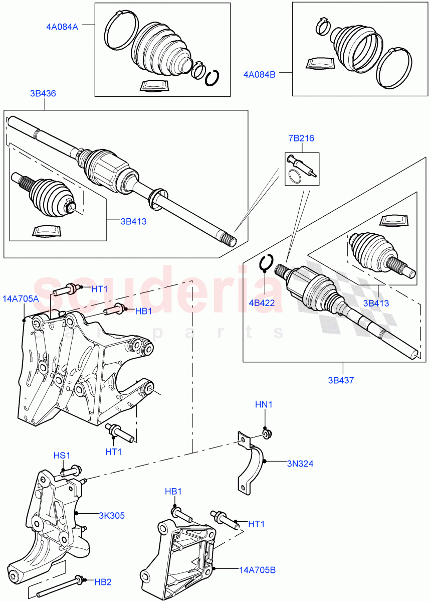 Drive Shaft - Front Axle Drive(Itatiaia (Brazil))((V)FROMGT000001) of Land Rover Land Rover Discovery Sport (2015+) [2.0 Turbo Diesel AJ21D4]