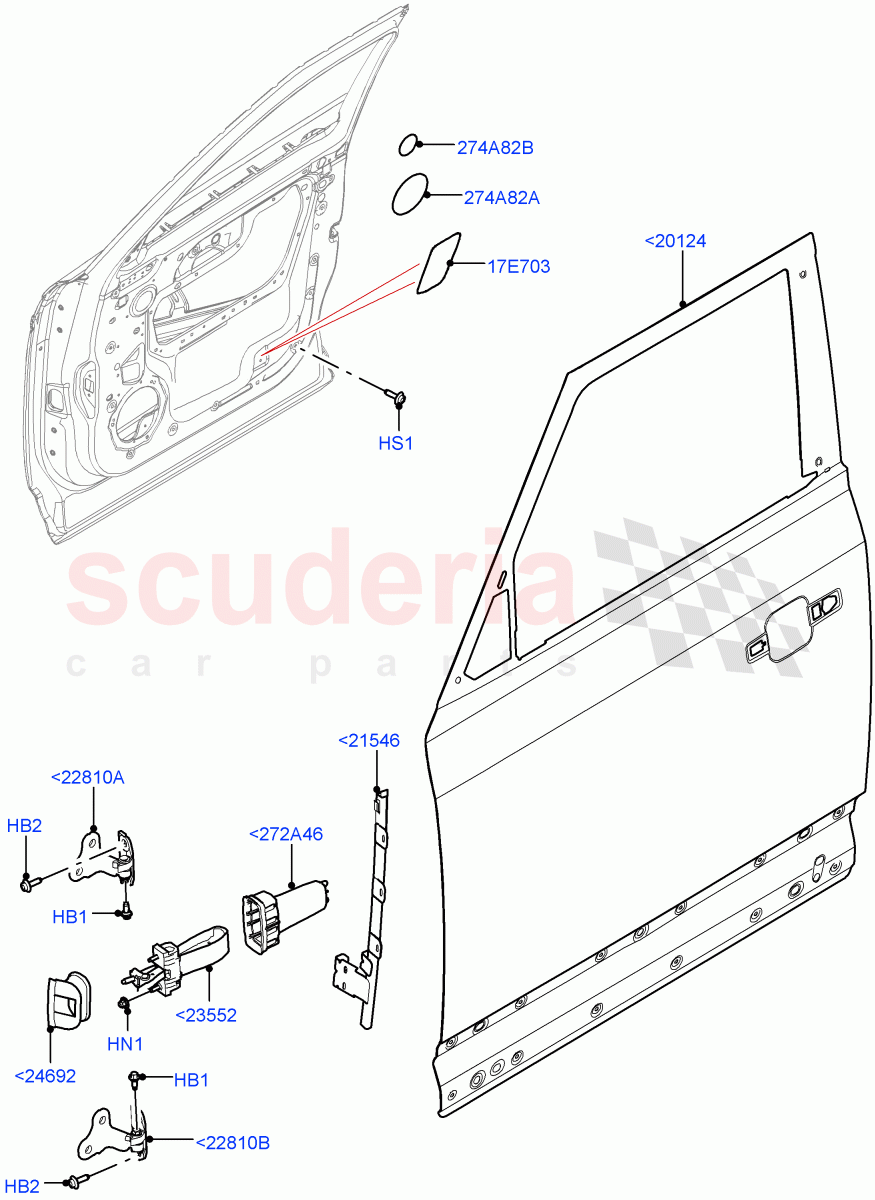 Front Doors, Hinges & Weatherstrips(Door And Fixings) of Land Rover Land Rover Defender (2020+) [3.0 I6 Turbo Petrol AJ20P6]