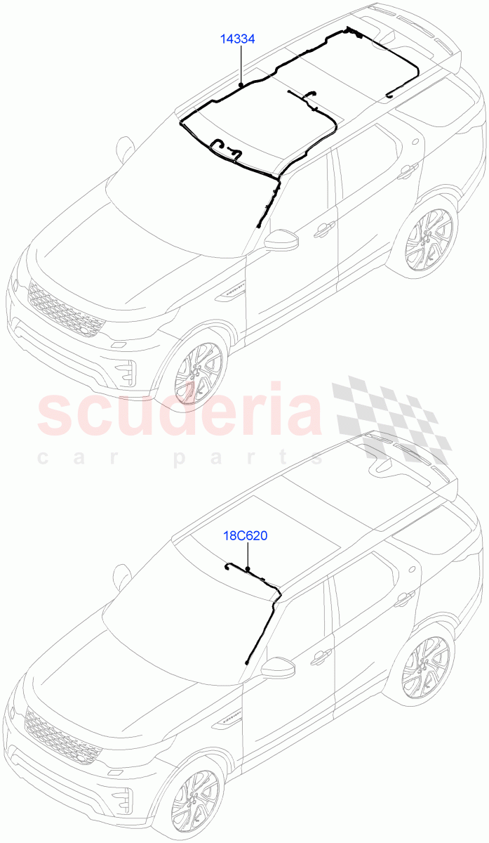 Electrical Wiring - Body And Rear(Nitra Plant Build, Roof)((V)FROMK2000001) of Land Rover Land Rover Discovery 5 (2017+) [2.0 Turbo Diesel]