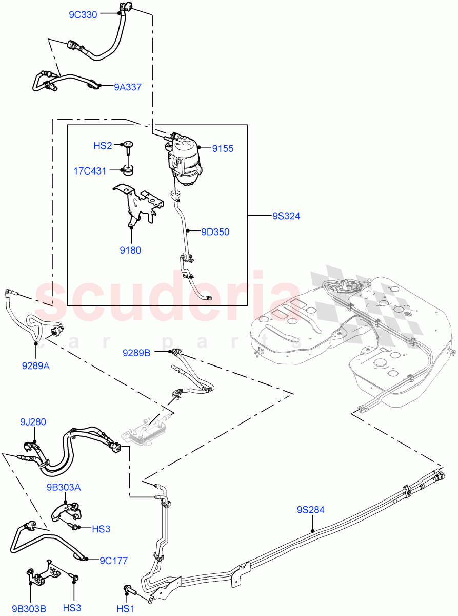 Fuel Lines(Nitra Plant Build)(3.0L AJ20D6 Diesel High)((V)FROMM2000001) of Land Rover Land Rover Discovery 5 (2017+) [3.0 I6 Turbo Diesel AJ20D6]