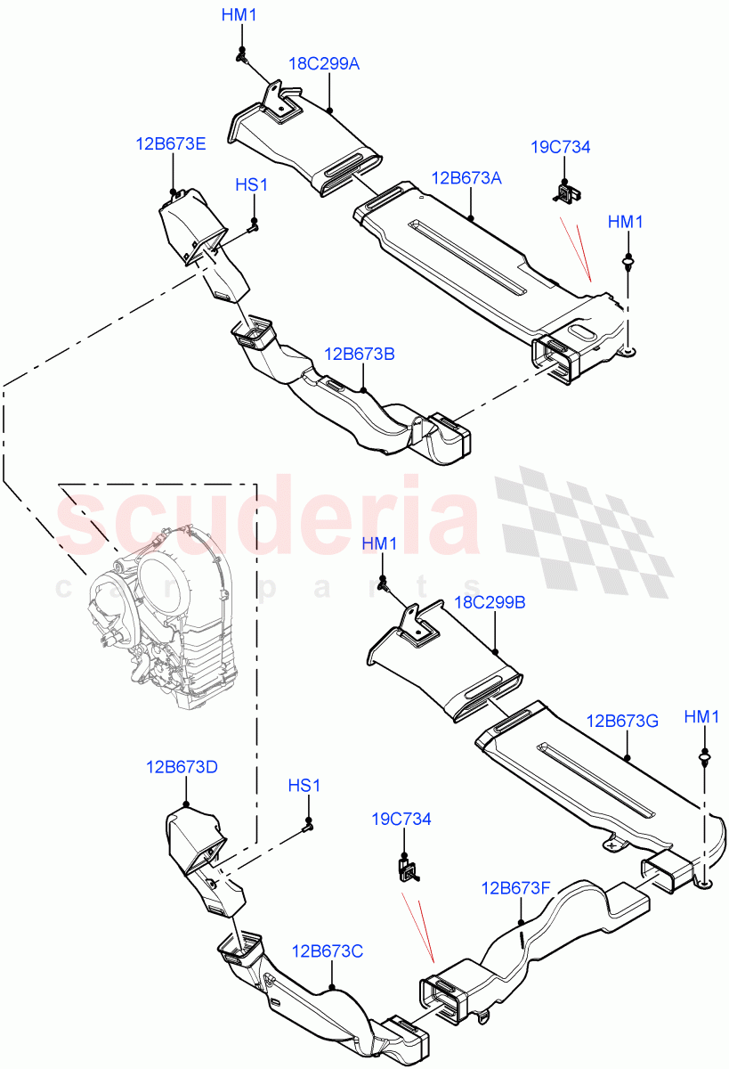 Air Vents, Louvres And Ducts(Rear, Footwell Duct)(With Third Row Power Folding Seat,Premium Air Conditioning-Front/Rear) of Land Rover Land Rover Range Rover (2022+) [4.4 V8 Turbo Petrol NC10]