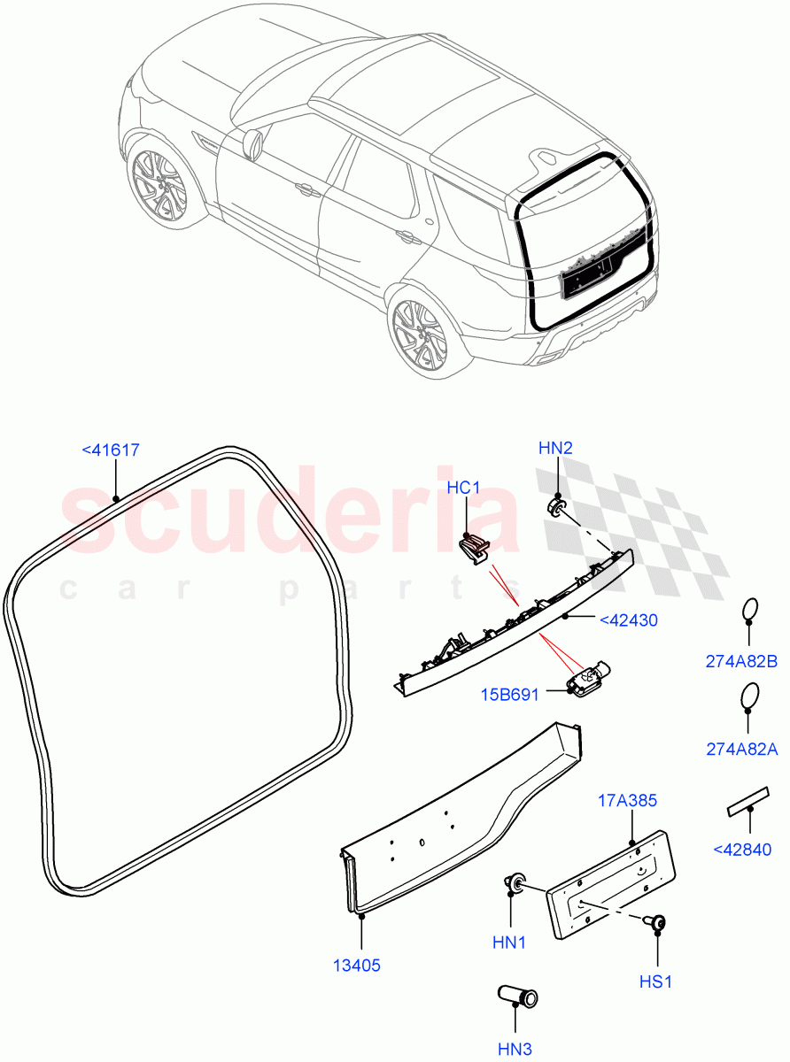 Luggage Compartment Door(Solihull Plant Build, Seal, Moulding)((V)FROMHA000001) of Land Rover Land Rover Discovery 5 (2017+) [3.0 I6 Turbo Petrol AJ20P6]