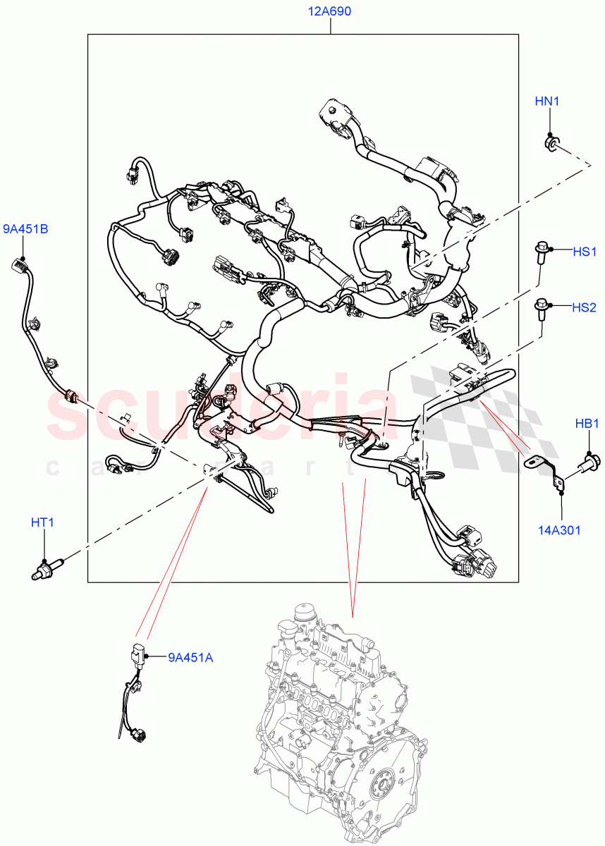Electrical Wiring - Engine And Dash(Engine)(2.0L AJ20D4 Diesel Mid PTA,9 Speed Auto Trans 9HP50,Itatiaia (Brazil))((V)FROMLT000001) of Land Rover Land Rover Discovery Sport (2015+) [2.0 Turbo Diesel]