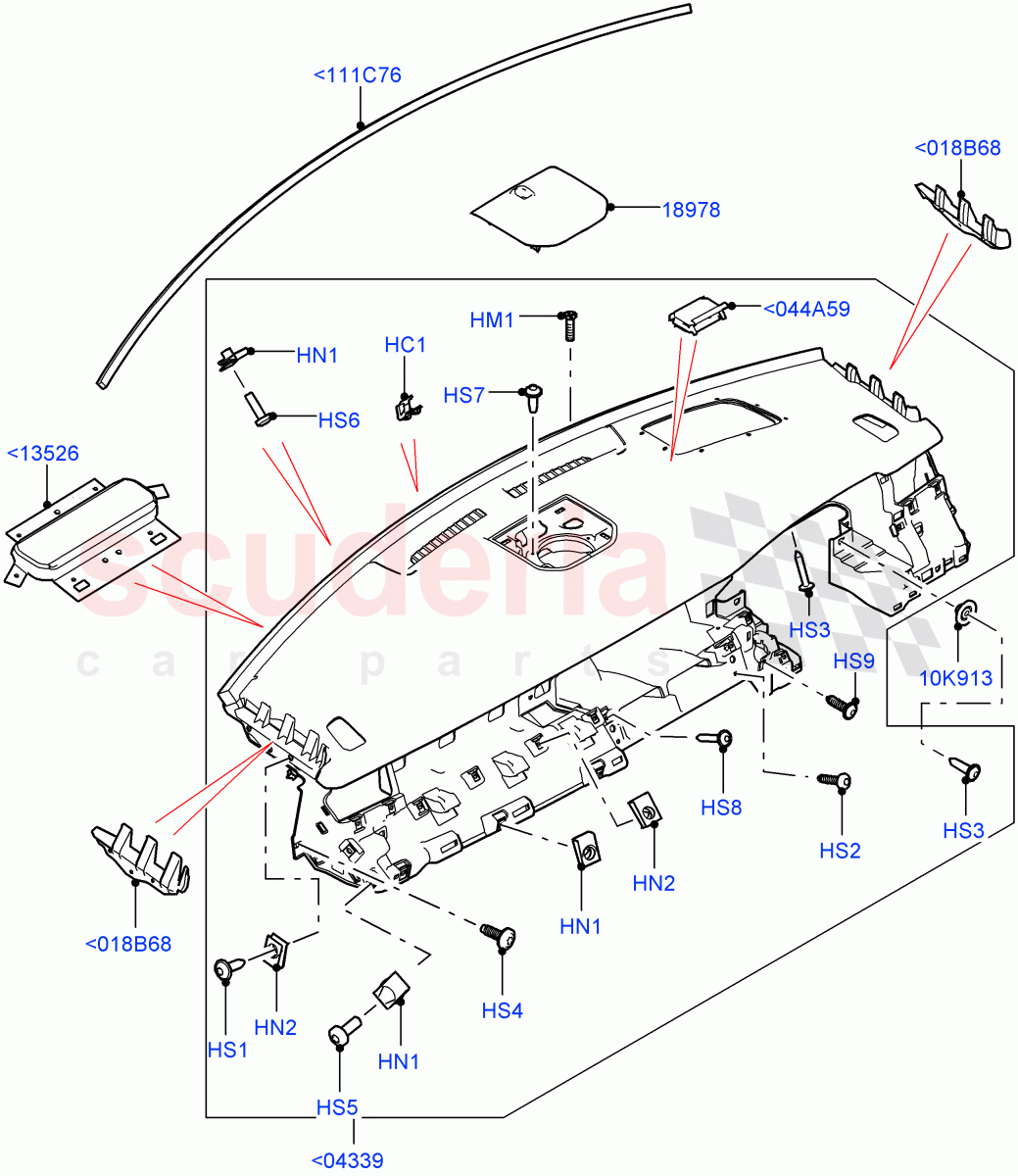 Instrument Panel(Upper, External)(Halewood (UK))((V)TOKH999999) of Land Rover Land Rover Discovery Sport (2015+) [1.5 I3 Turbo Petrol AJ20P3]
