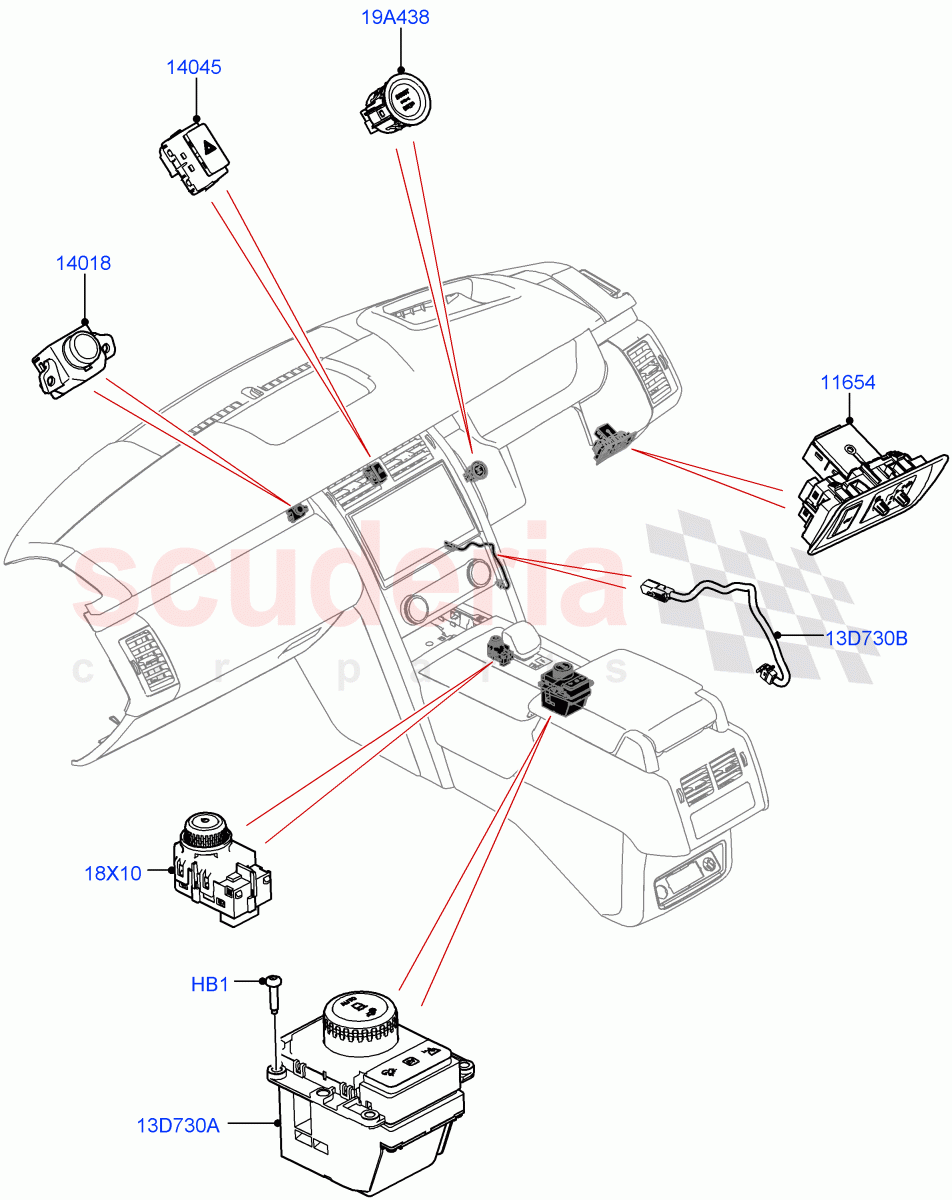 Switches(Console, Nitra Plant Build)((V)FROMM2000001) of Land Rover Land Rover Discovery 5 (2017+) [3.0 I6 Turbo Petrol AJ20P6]