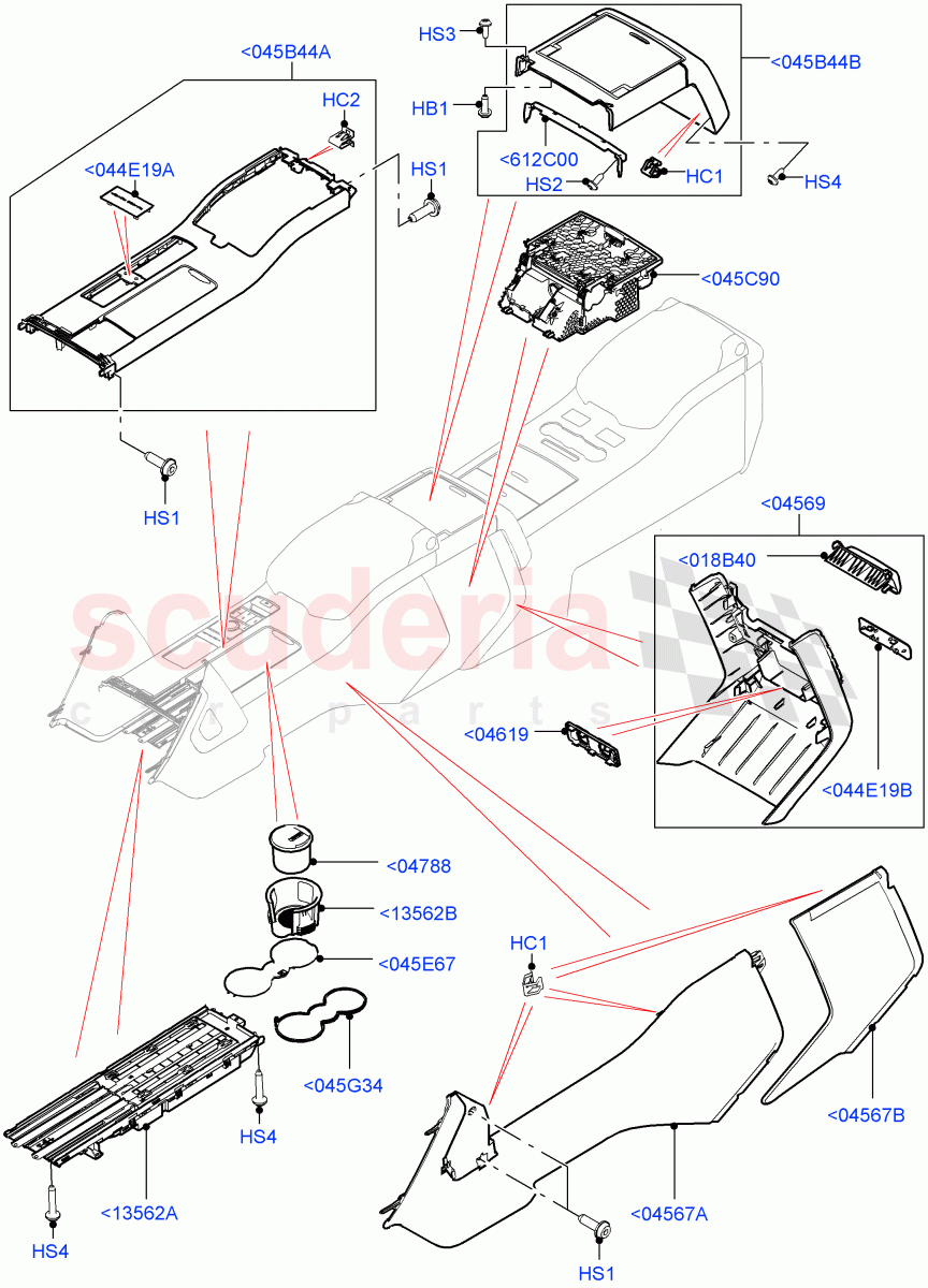 Console - Floor(Front, For Carrier Assy, External Components)(Long Wheelbase)((V)FROMEA000001) of Land Rover Land Rover Range Rover (2012-2021) [2.0 Turbo Petrol AJ200P]