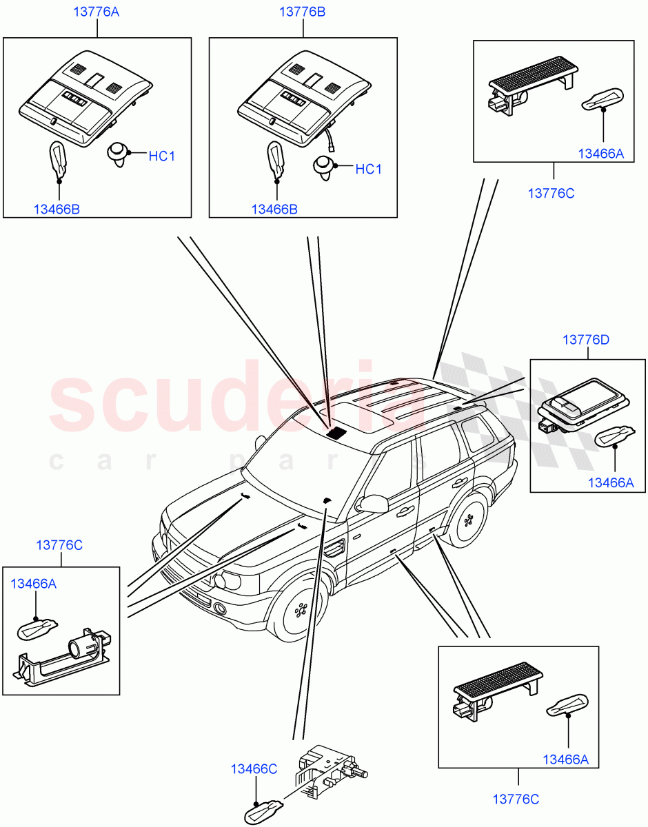 Interior Lamps((V)TO9A999999) of Land Rover Land Rover Range Rover Sport (2005-2009) [3.6 V8 32V DOHC EFI Diesel]