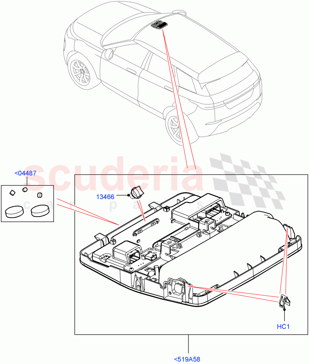 Console - Overhead(Changsu (China)) of Land Rover Land Rover Range Rover Evoque (2019+) [2.0 Turbo Petrol AJ200P]