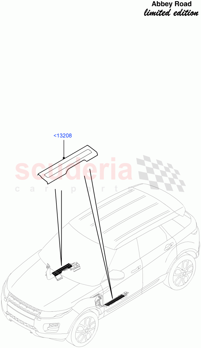 Side Trim(Abbey Road LE)(5 Door,Front Scuff Plate - Zebra Etching,Halewood (UK))((V)FROMFH000001) of Land Rover Land Rover Range Rover Evoque (2012-2018) [2.2 Single Turbo Diesel]