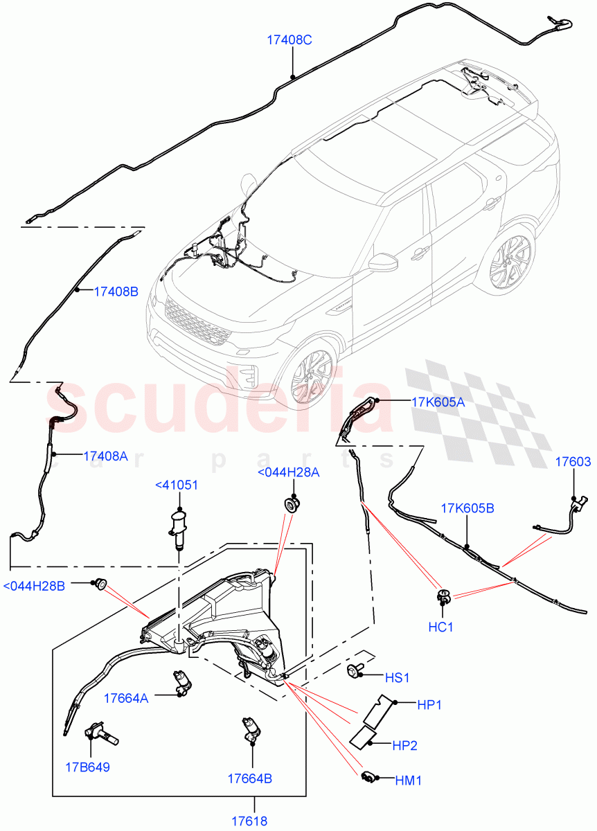 Windscreen Washer(Solihull Plant Build)((V)FROMHA000001) of Land Rover Land Rover Discovery 5 (2017+) [3.0 DOHC GDI SC V6 Petrol]