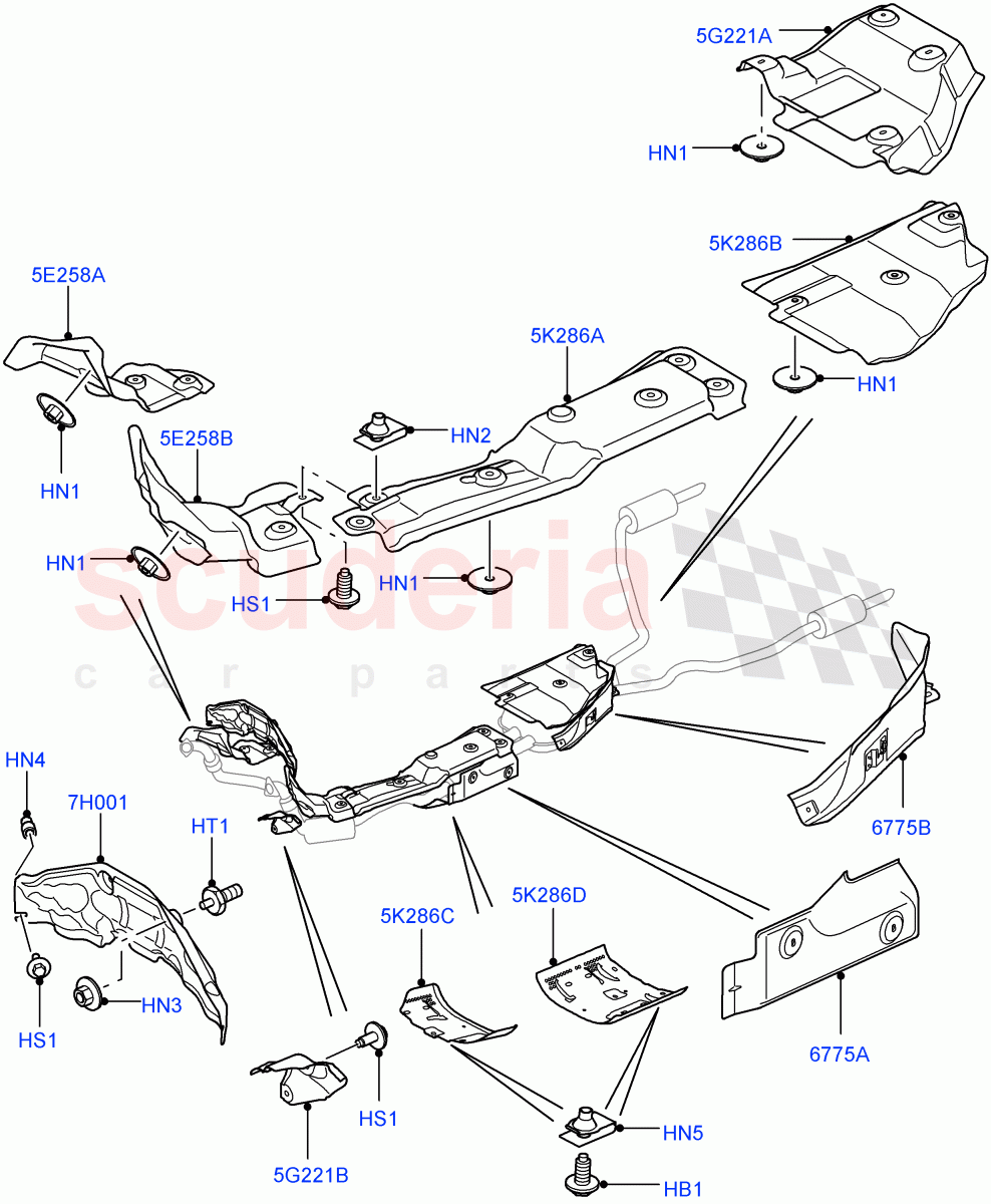 Heat Shields - Exhaust System(3.0 V6 Diesel)((V)FROMAA000001) of Land Rover Land Rover Range Rover Sport (2010-2013) [3.0 Diesel 24V DOHC TC]