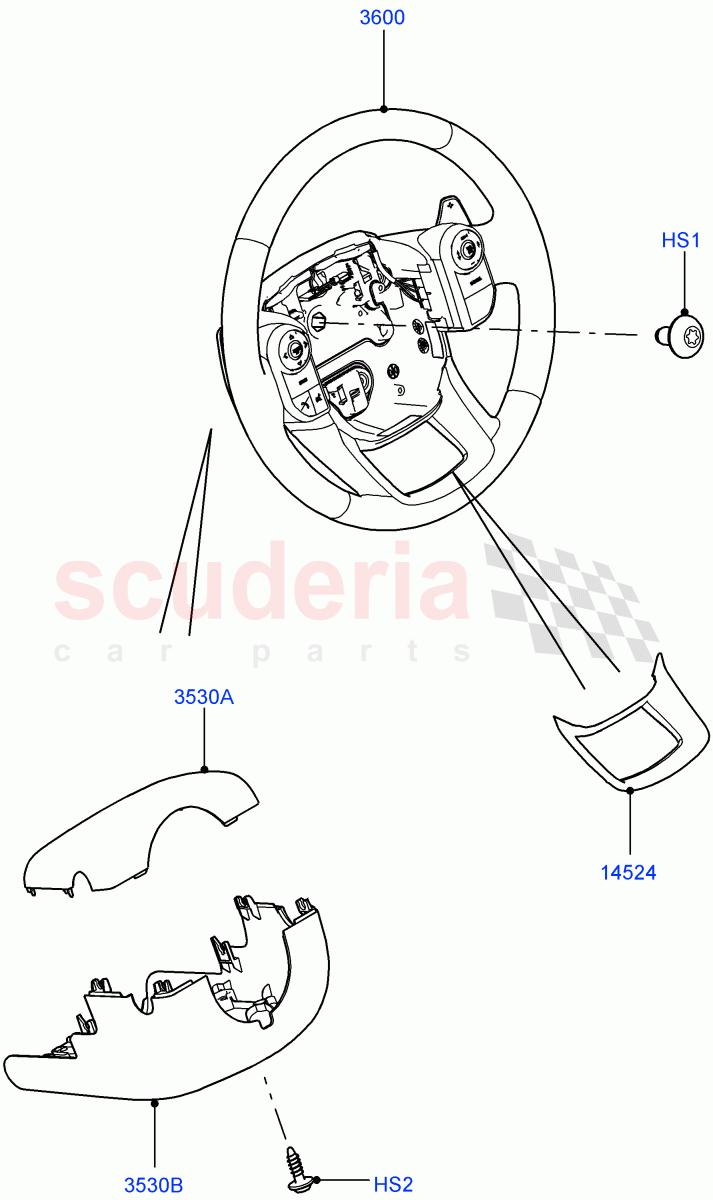 Steering Wheel(Version - Core,Non SVR) of Land Rover Land Rover Range Rover Sport (2014+) [3.0 I6 Turbo Petrol AJ20P6]