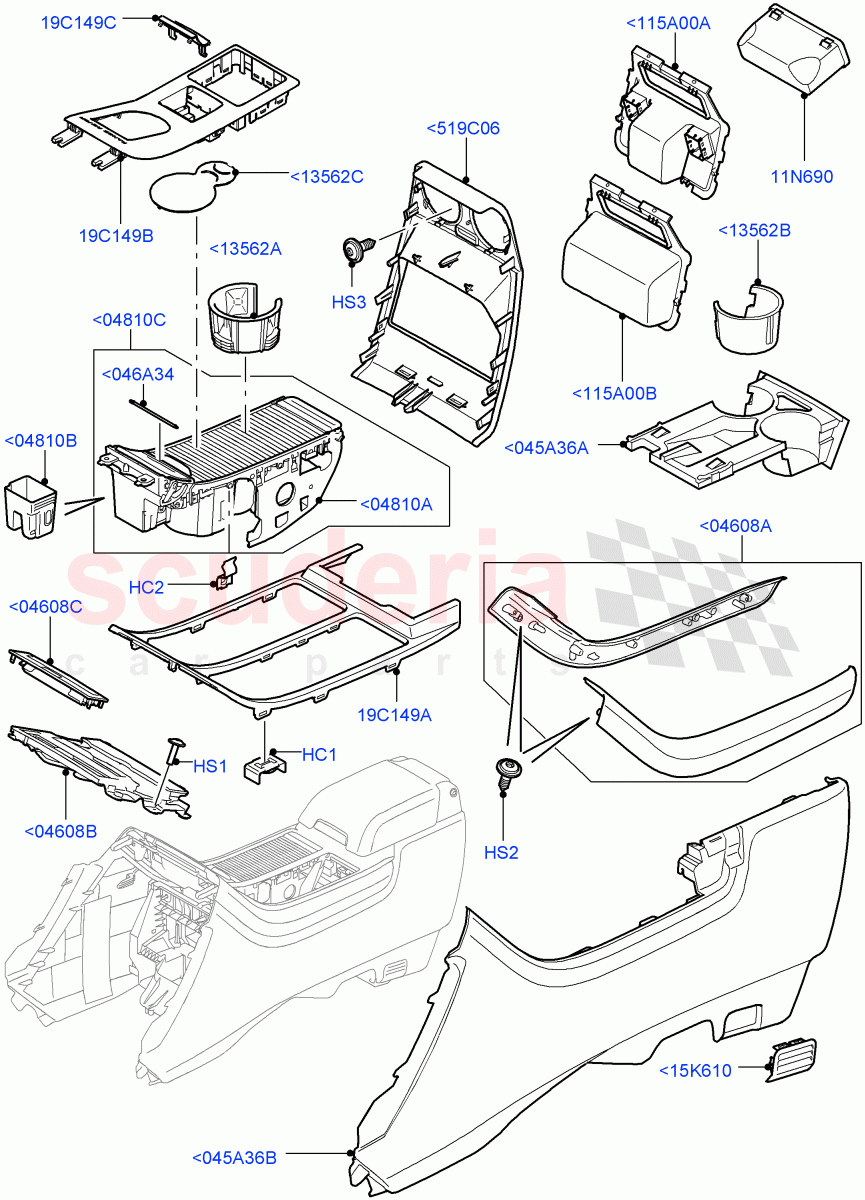 Console - Floor(External Components, For Carrier Assy)((V)FROMAA000001) of Land Rover Land Rover Range Rover Sport (2010-2013) [5.0 OHC SGDI NA V8 Petrol]