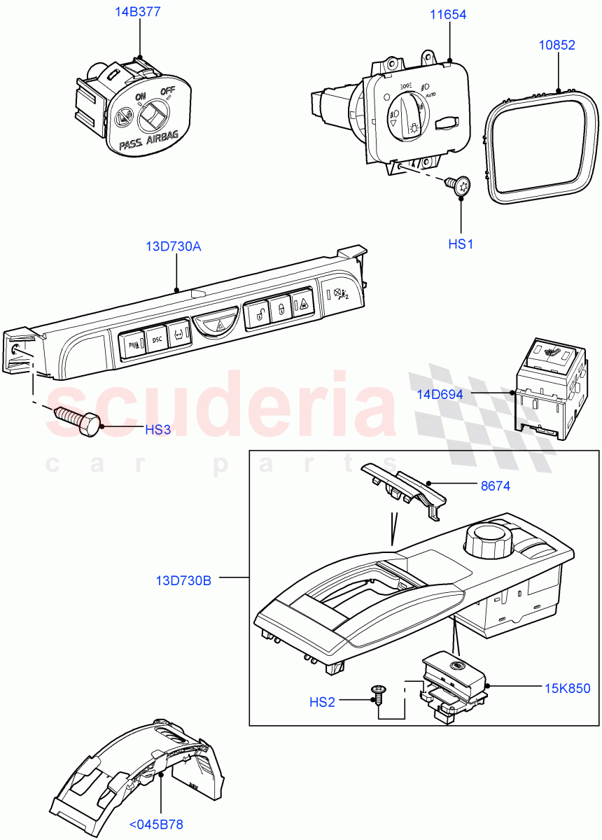 Switches(Facia And Console)((V)TO9A999999) of Land Rover Land Rover Range Rover Sport (2005-2009) [4.4 AJ Petrol V8]