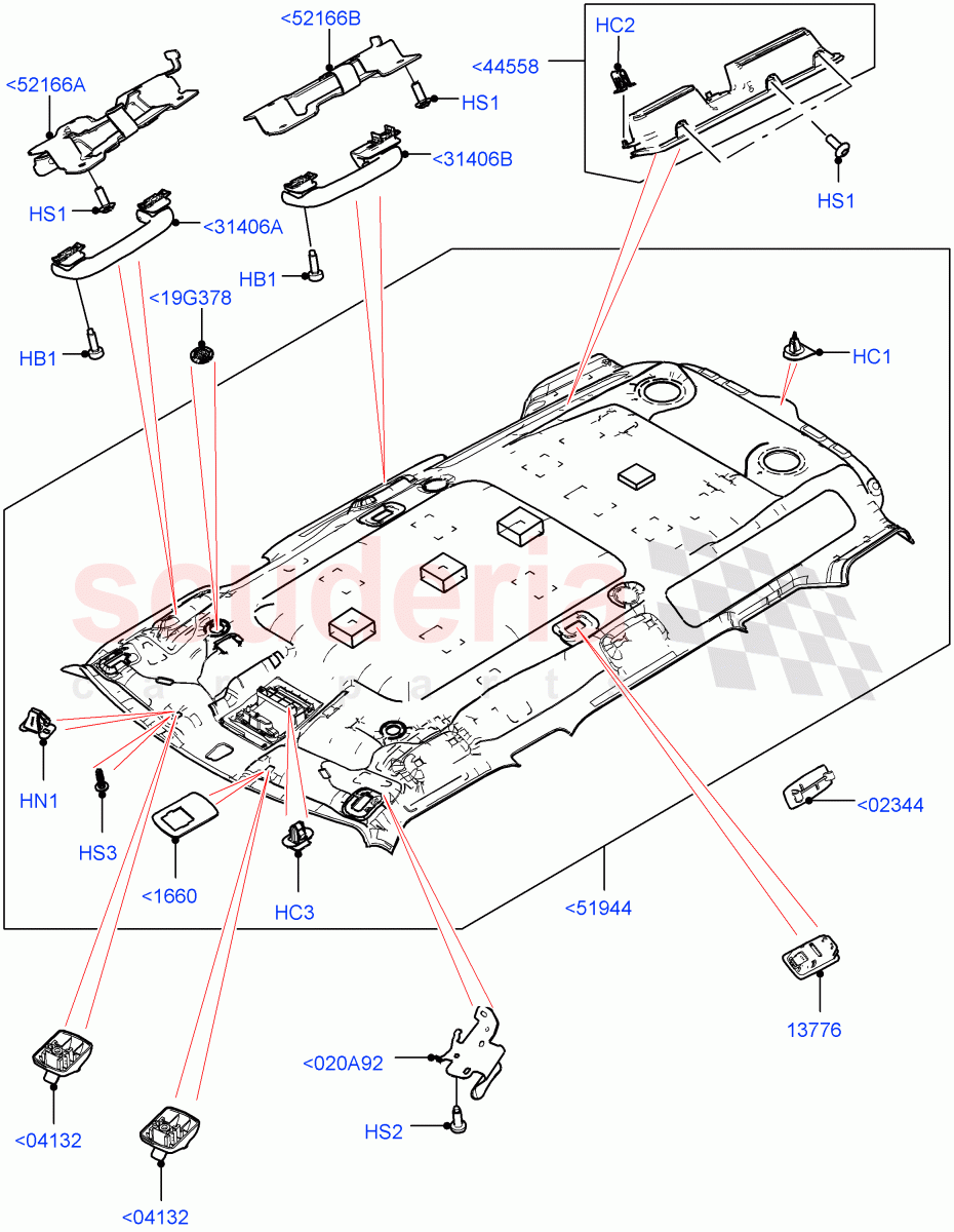 Headlining And Sun Visors(Headlining)(Standard Wheelbase,Less Panorama Roof) of Land Rover Land Rover Defender (2020+) [2.0 Turbo Diesel]