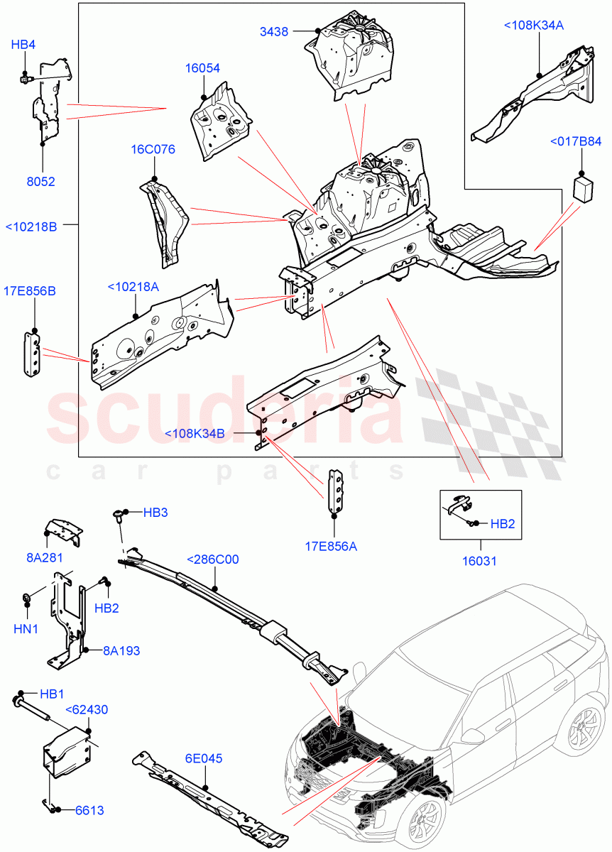 Front Panels, Aprons & Side Members(Reinforcement - Member)(Changsu (China)) of Land Rover Land Rover Range Rover Evoque (2019+) [1.5 I3 Turbo Petrol AJ20P3]