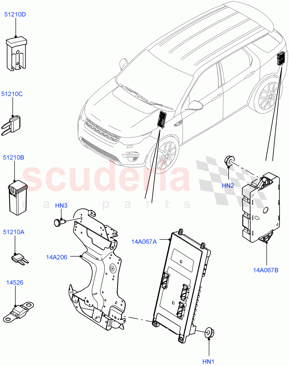 Fuses, Holders And Circuit Breakers(Halewood (UK))((V)TOKH999999) of Land Rover Land Rover Discovery Sport (2015+) [2.2 Single Turbo Diesel]