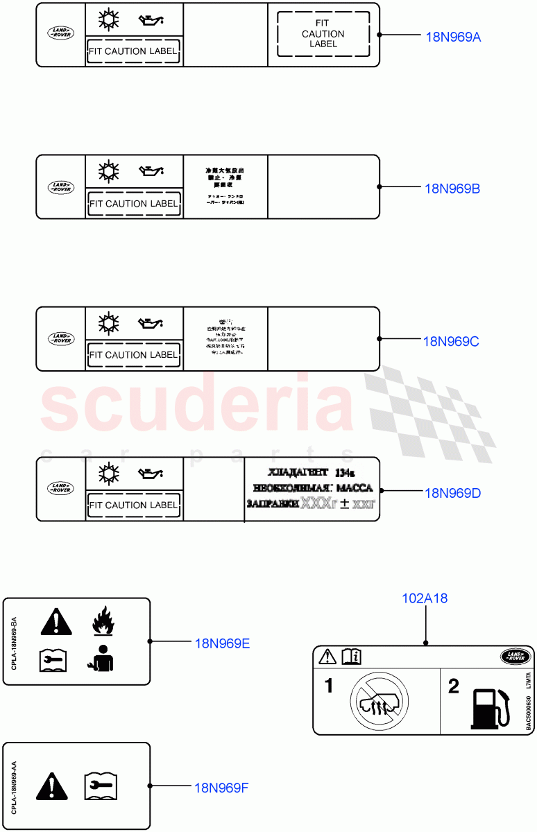 Labels(Air Conditioning) of Land Rover Land Rover Range Rover (2012-2021) [3.0 DOHC GDI SC V6 Petrol]