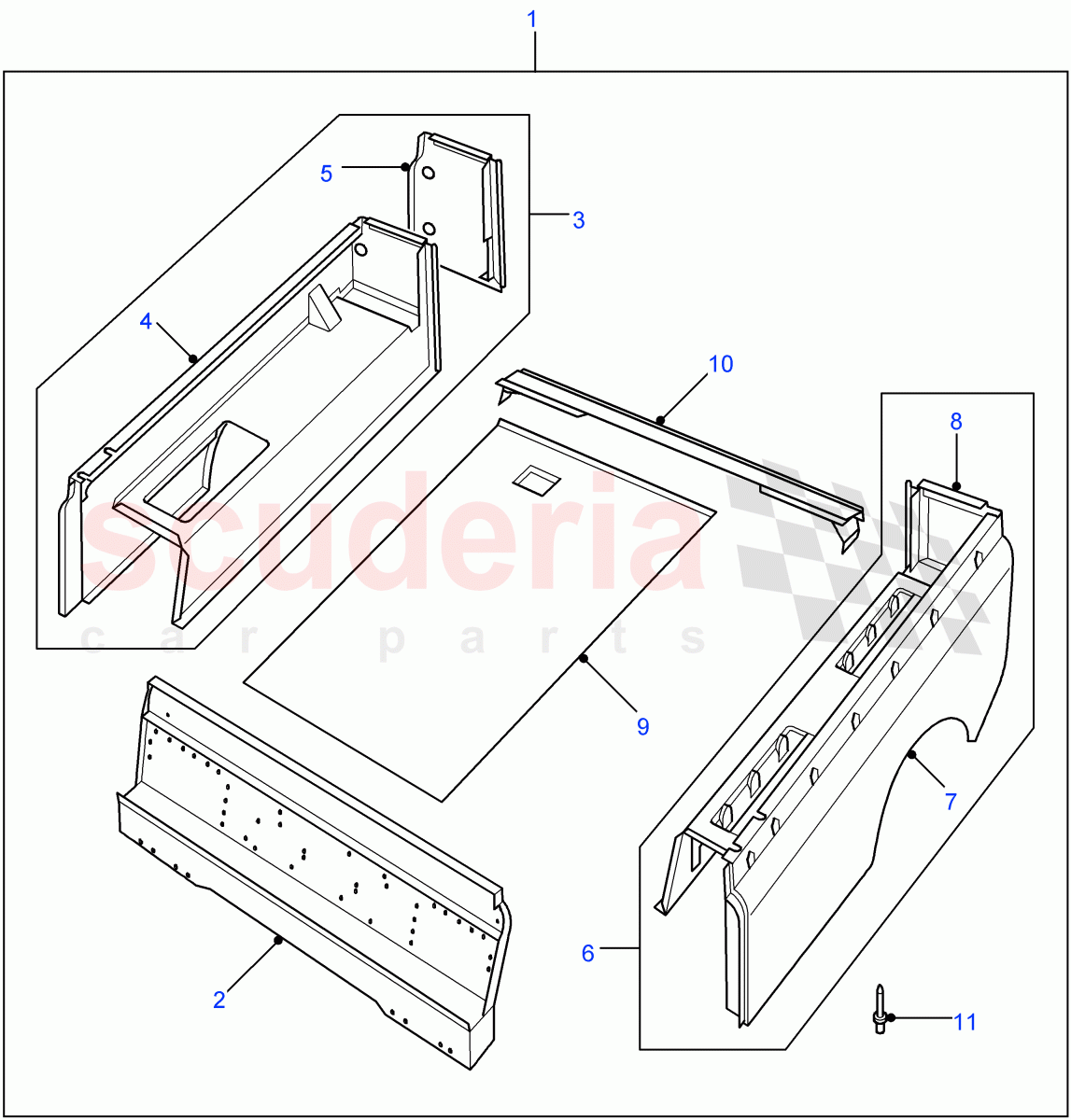 Rear Body Lower(Hard Top,110" Wheelbase,Pick Up,Soft Top)((V)FROM7A000001) of Land Rover Land Rover Defender (2007-2016)