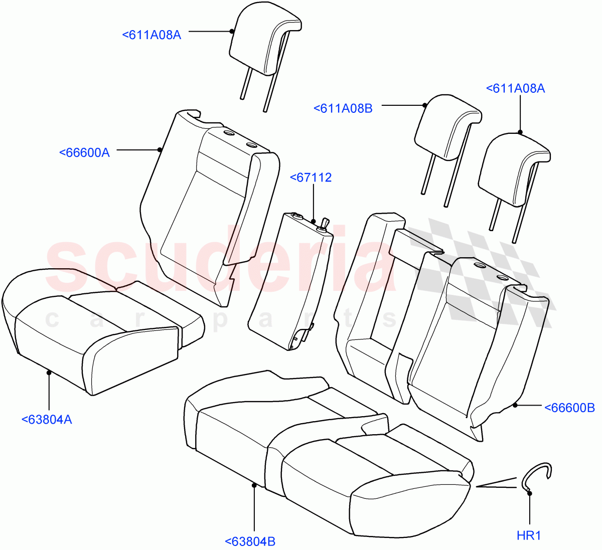 Rear Seat Covers((V)TO9A999999) of Land Rover Land Rover Range Rover Sport (2005-2009) [4.2 Petrol V8 Supercharged]