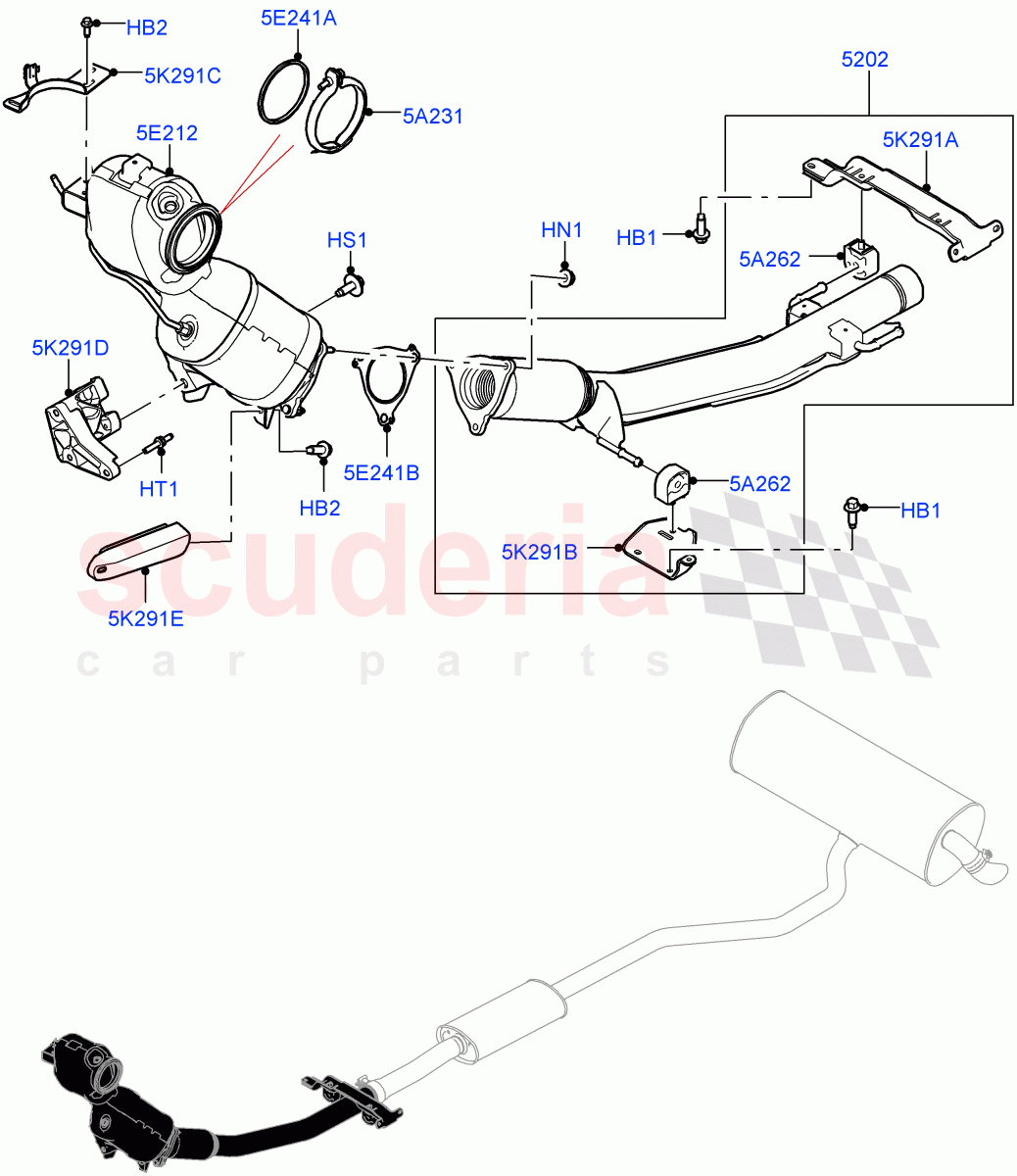 Front Exhaust System(1.5L AJ20P3 Petrol High,8 Speed Automatic Trans 8G30,Changsu (China)) of Land Rover Land Rover Discovery Sport (2015+) [1.5 I3 Turbo Petrol AJ20P3]