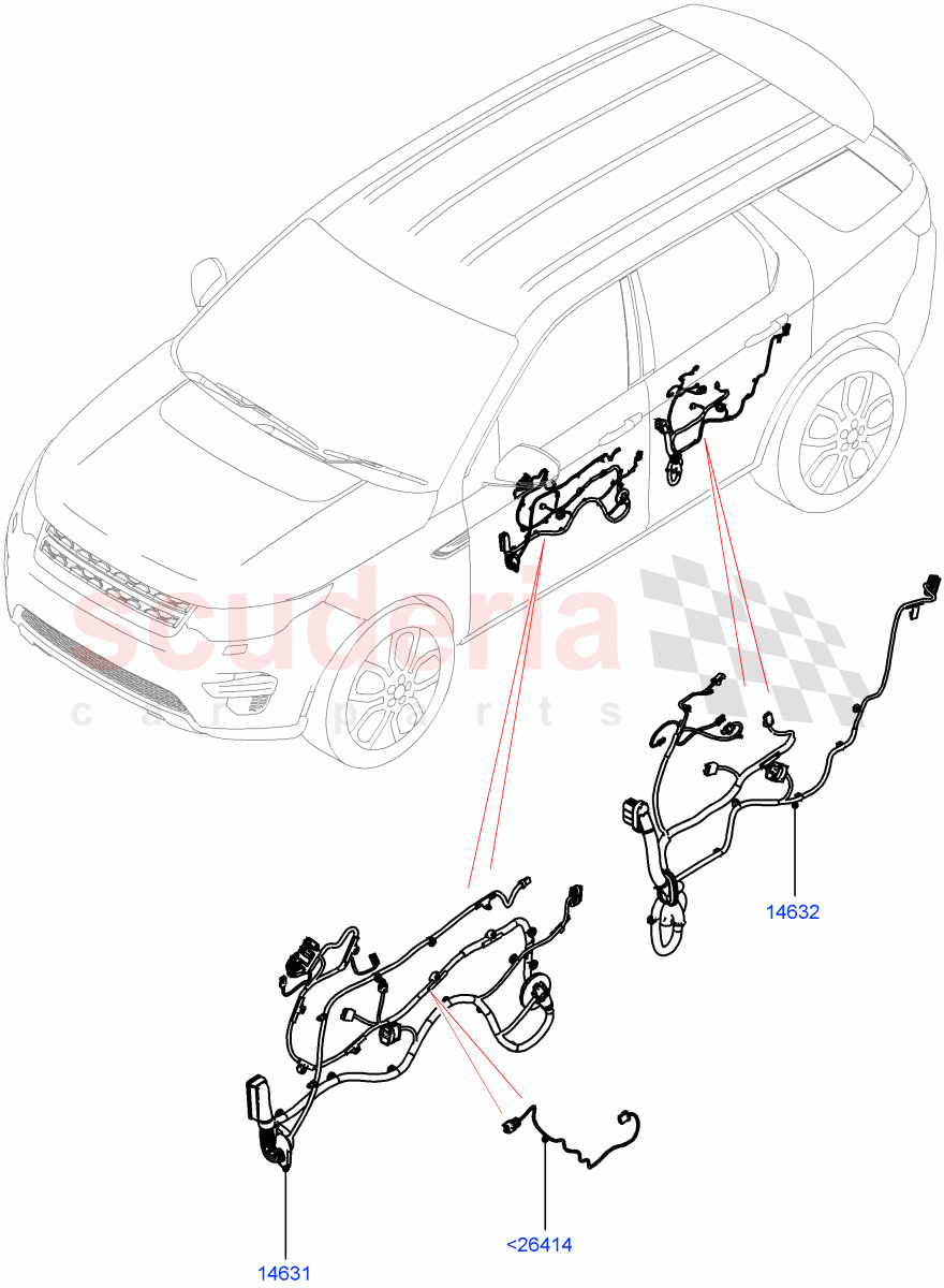 Wiring - Body Closures(Front And Rear Doors)(Halewood (UK))((V)FROMNH000001) of Land Rover Land Rover Discovery Sport (2015+) [2.0 Turbo Petrol AJ200P]