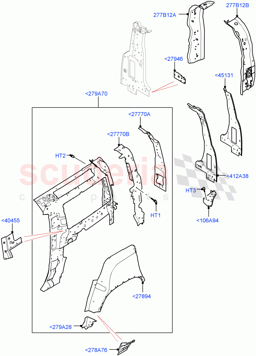 Side Panels - Inner(Middle - Rear, Inner - Rear)(Short Wheelbase) of Land Rover Land Rover Defender (2020+) [2.0 Turbo Petrol AJ200P]