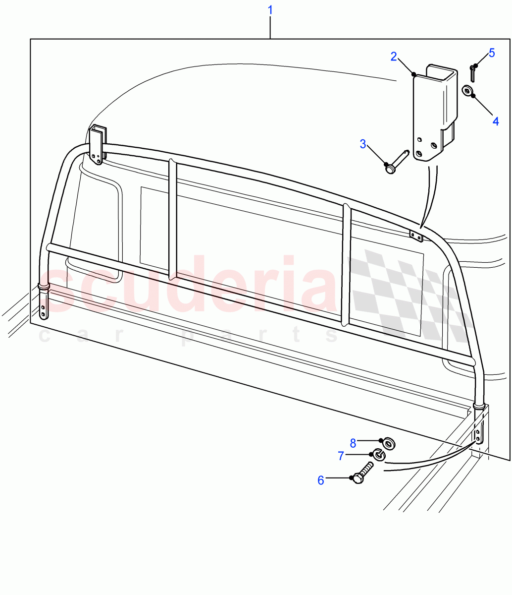 Ladder Rack(High Capacity Pick Up,110" Wheelbase,Crew Cab HCPU,130" Wheelbase)((V)FROM7A000001) of Land Rover Land Rover Defender (2007-2016)