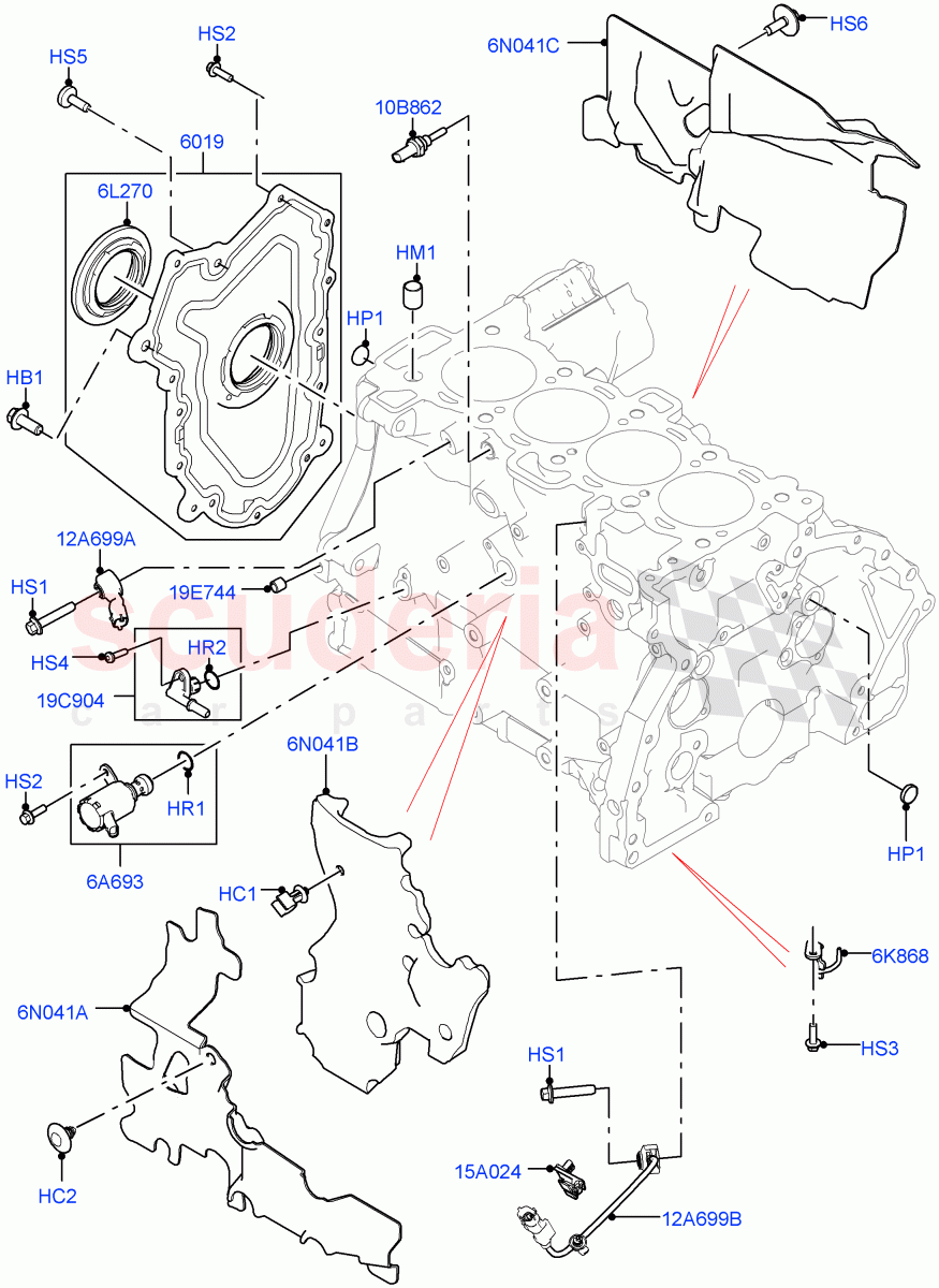 Cylinder Block And Plugs(2.0L AJ20P4 Petrol E100 PTA,Itatiaia (Brazil))((V)FROMLT000001) of Land Rover Land Rover Discovery Sport (2015+) [2.0 Turbo Petrol AJ200P]