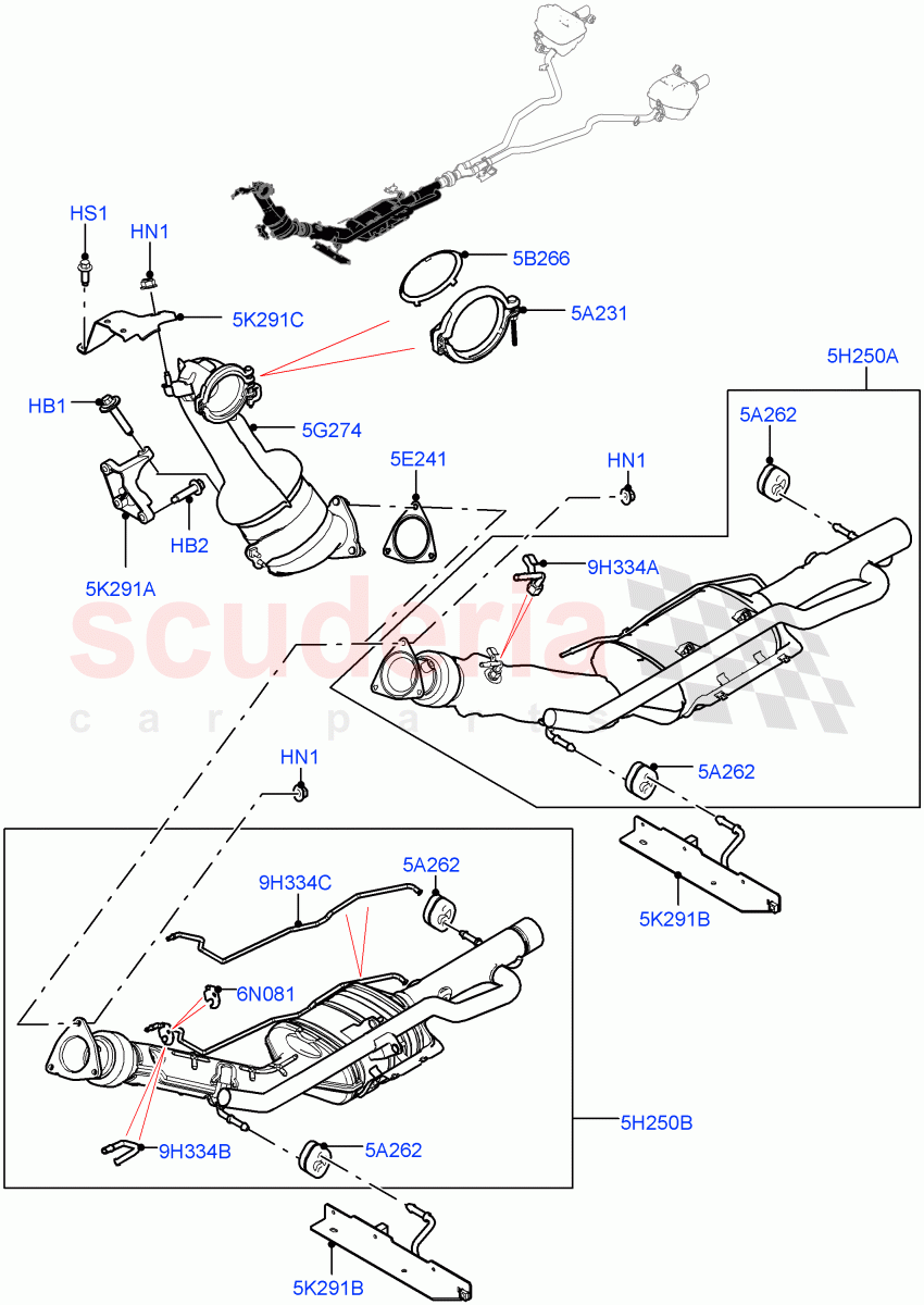 Exhaust System(Front Section)(2.0L I4 DSL MID DOHC AJ200,Stage V Plus DPF,Proconve L6 Emissions,2.0L I4 DSL HIGH DOHC AJ200,DPF + DE-SOX)((V)FROMGH000001) of Land Rover Land Rover Discovery Sport (2015+) [2.0 Turbo Diesel]