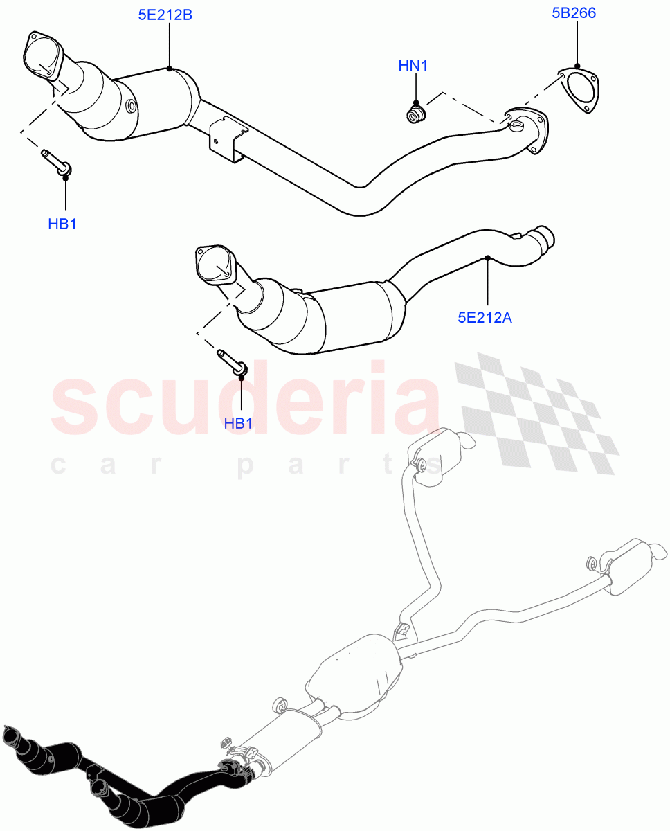 Exhaust System(Front Section)(3.0L DOHC GDI SC V6 PETROL)((V)FROMEA000001) of Land Rover Land Rover Discovery 4 (2010-2016) [3.0 DOHC GDI SC V6 Petrol]