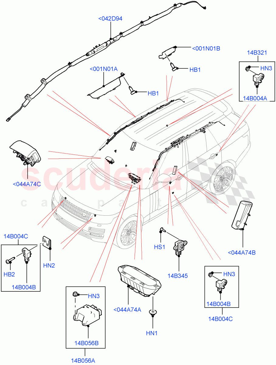 Airbag System(Airbag Modules)((V)TOHA999999) of Land Rover Land Rover Range Rover (2012-2021) [5.0 OHC SGDI NA V8 Petrol]