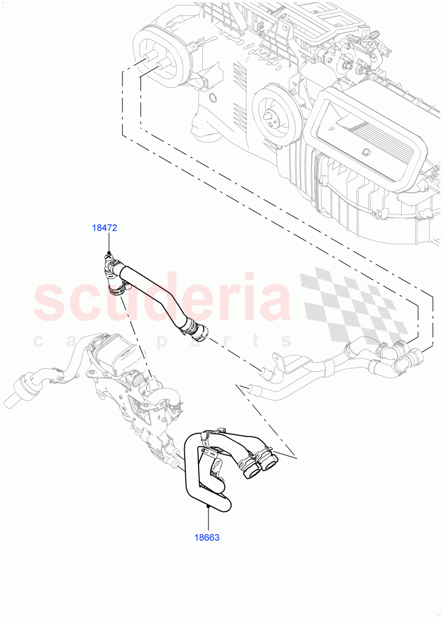 Heater Hoses(Front)(4.4L DOHC DITC V8 Diesel,Park Heating With Remote Control)((V)FROMJA000001,(V)TOJA999999) of Land Rover Land Rover Range Rover Sport (2014+) [2.0 Turbo Petrol AJ200P]