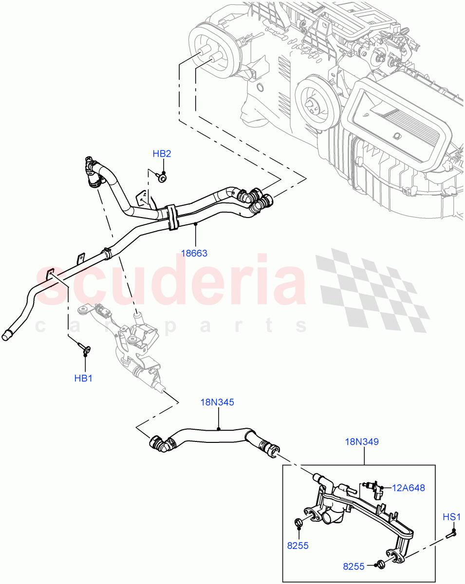 Heater Hoses(5.0 Petrol AJ133 DOHC CDA)((V)FROMM2000001) of Land Rover Land Rover Defender (2020+) [2.0 Turbo Petrol AJ200P]