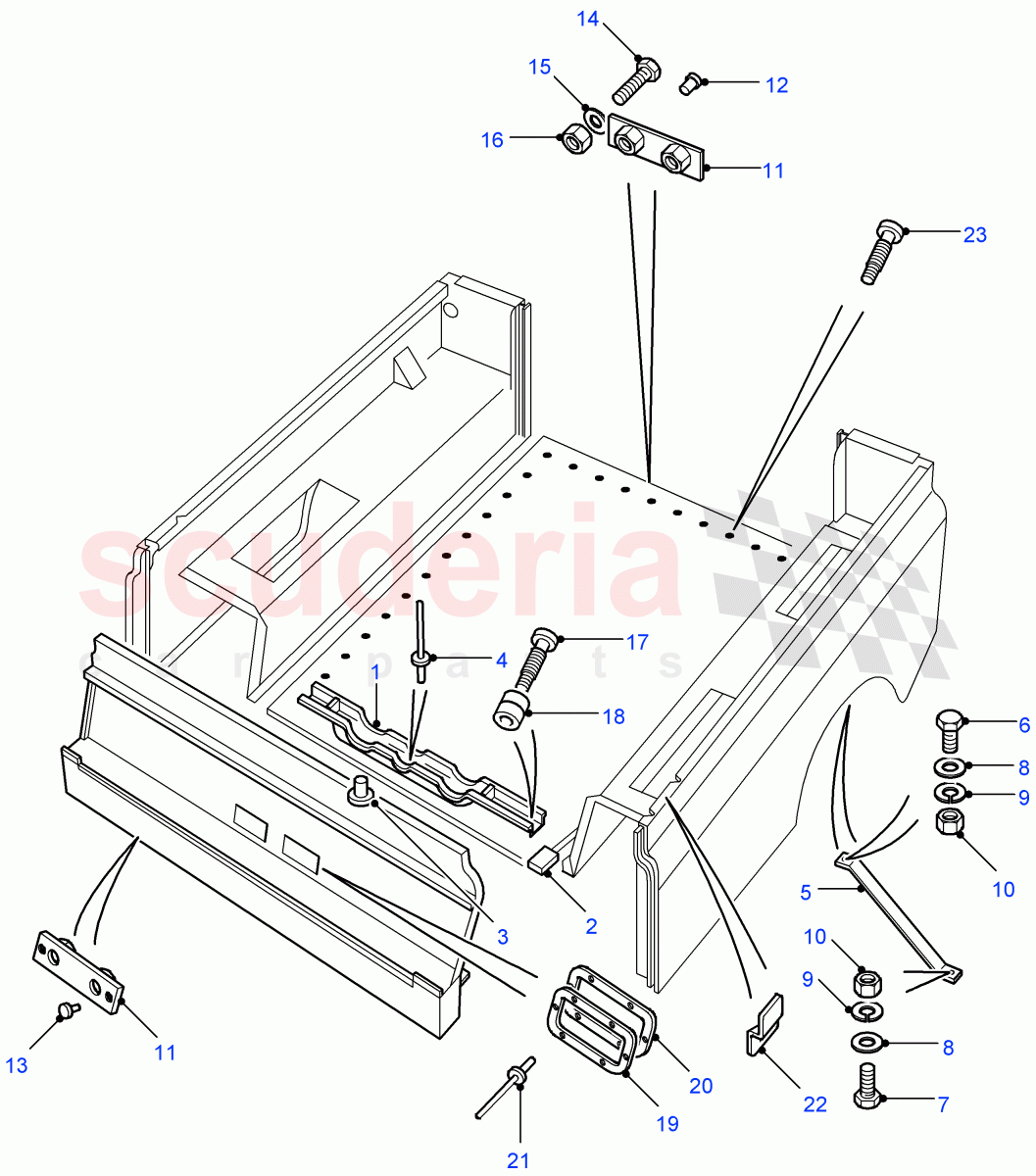 Rear Body Lower - Mountings(Hard Top,110" Wheelbase,Pick Up,Soft Top,Crew Cab HCPU,130" Wheelbase)((V)FROM7A000001) of Land Rover Land Rover Defender (2007-2016)