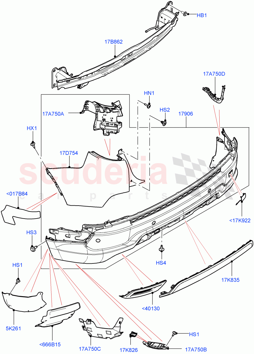 Rear Bumper(Halewood (UK),Front Bumper - Sport - Body Colour)((V)FROMLH000001) of Land Rover Land Rover Discovery Sport (2015+) [1.5 I3 Turbo Petrol AJ20P3]