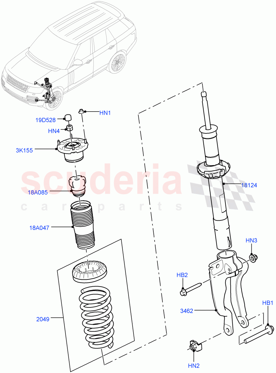 Front Suspension Struts And Springs(With Standard Duty Coil Spring Susp)((V)FROMHA000001) of Land Rover Land Rover Range Rover Sport (2014+) [3.0 DOHC GDI SC V6 Petrol]