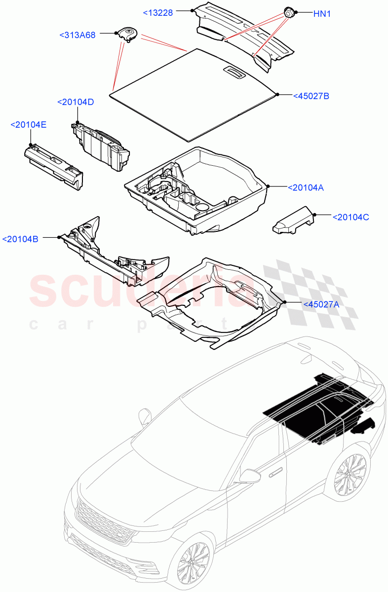 Load Compartment Trim(Floor) of Land Rover Land Rover Range Rover Velar (2017+) [5.0 OHC SGDI SC V8 Petrol]