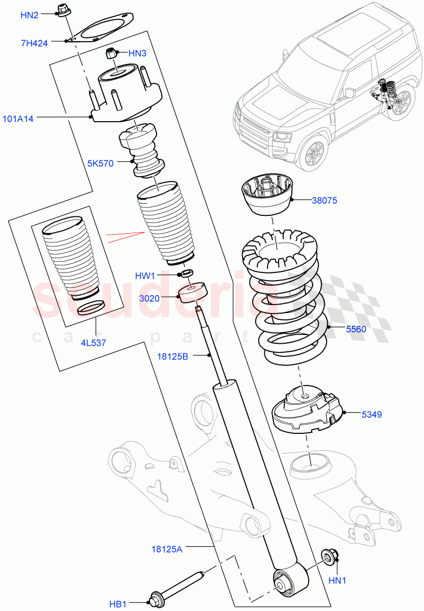 Rear Springs And Shock Absorbers(With Standard Duty Coil Spring Susp) of Land Rover Land Rover Defender (2020+) [5.0 OHC SGDI SC V8 Petrol]
