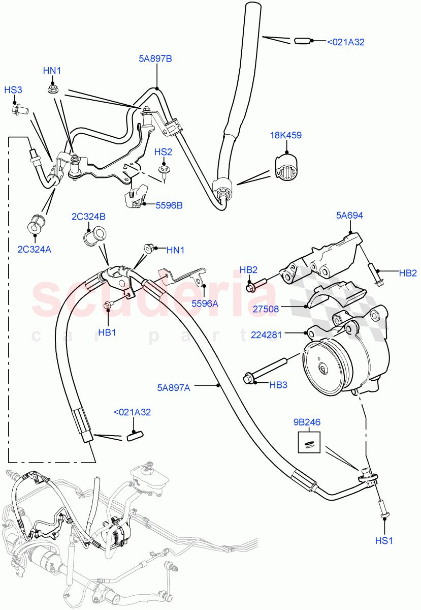 Active Anti-Roll Bar System(High Pressure Pipes, ARC Pump)(5.0L OHC SGDI SC V8 Petrol - AJ133,With ACE Suspension)((V)TOHA999999) of Land Rover Land Rover Range Rover (2012-2021) [4.4 DOHC Diesel V8 DITC]