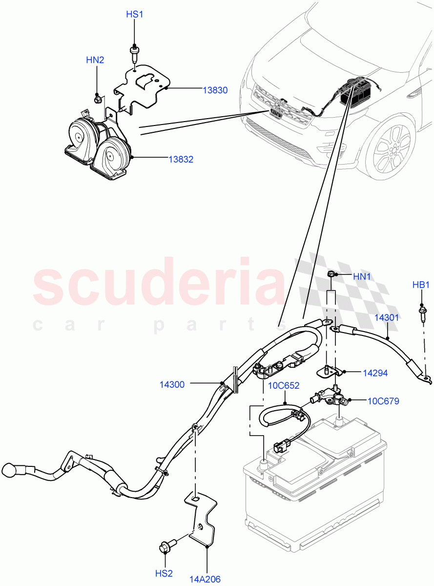 Battery Cables And Horn(Changsu (China))((V)FROMFG000001,(V)TOKG446856) of Land Rover Land Rover Discovery Sport (2015+) [2.0 Turbo Diesel]
