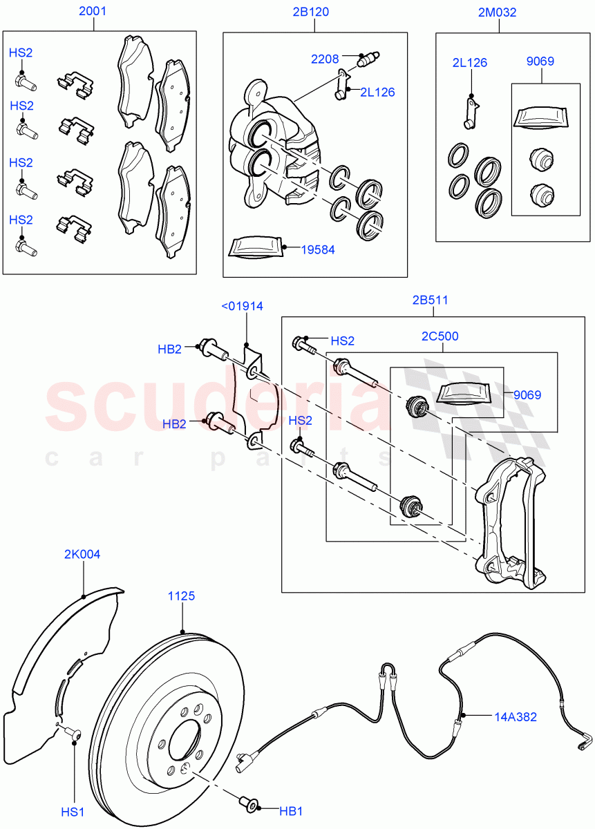 Front Brake Discs And Calipers of Land Rover Land Rover Range Rover Sport (2014+) [3.0 I6 Turbo Diesel AJ20D6]
