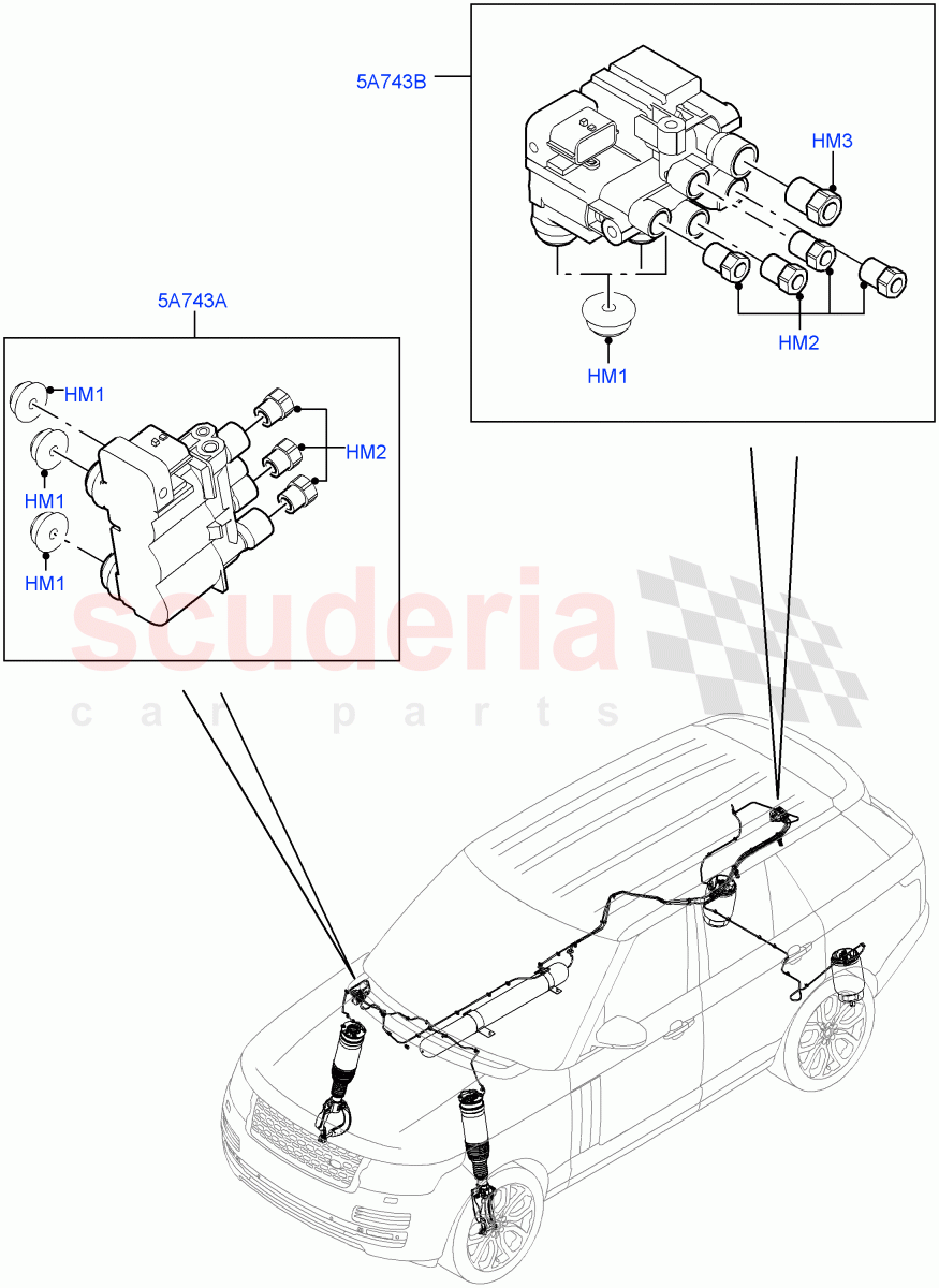 Air Suspension Compressor And Lines(Valve Assembly) of Land Rover Land Rover Range Rover (2012-2021) [5.0 OHC SGDI NA V8 Petrol]